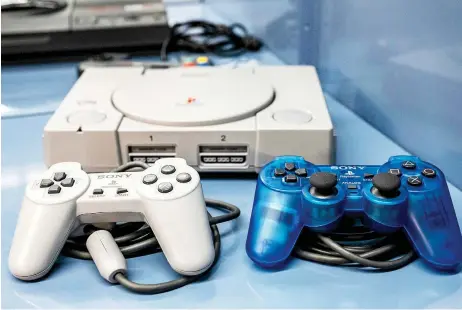  ?? — AFP photos ?? The Sony home video game console PlayStatio­n 1 belonging to the Charles Cros collection exposed at the Francois-Mitterrand National Library of France in Paris.