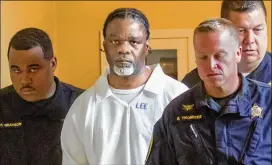  ?? BENJAMIN KRAIN / THE ARKANSAS DEMOCRAT-GAZETTE ?? Ledell Lee appears in court on Tuesday for a hearing in which lawyers argued to stop his execution. Their arguments failed and Lee was executed on Friday. Lee was convicted of killing Debra Reese in February 1993.