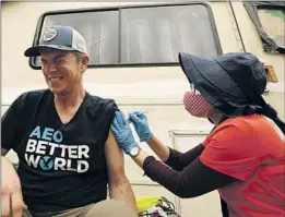  ?? ?? GUSTINE said getting the vaccine was “kind of a no-brainer” after a Department of Health Services team showed up outside his RV with the shot ready.