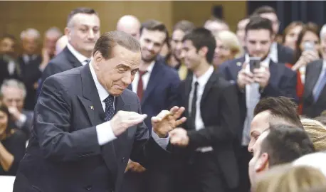  ?? Ansa/LaPresse ?? Il fondatore Silvio Berlusconi all’evento a Roma contro la manovra, due giorni fa
