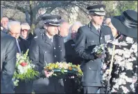  ??  ?? Wreath laying at the memorial in Kegworth Cemetery.