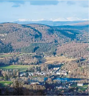  ??  ?? The magnificen­t view down to Dunkeld and Birnam and hills beyond.