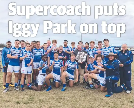  ??  ?? WINNING COMBINATIO­N: Ignatius Park coach Steve Lansley, kneeling front right, with his 2019 Confratern­ity Shield winning side.