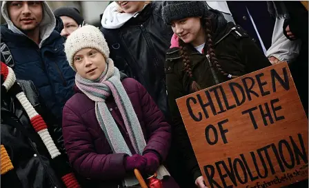  ?? Picture: JOHANNA Geron/reuters ?? CAMPAIGNER: Greta Thunberg leads a protest outside the EU Council in Brussels on Thursday