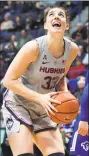  ?? Stephen Dunn / Associated Press ?? UConn’s Katie Lou Samuelson looks to shoot against Seton Hall on Saturday in Hartford.