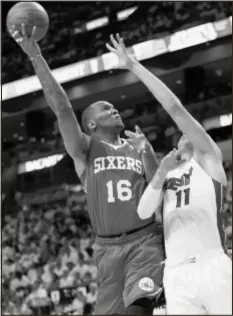  ?? AP Photo ?? Marreese Speights goes up for a shot against the Heat’s Zydrunas Ilgauskas during last year’s playoffs.