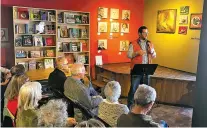  ?? ROBERT NOTT/THE NEW MEXICAN ?? Rep. Brian Egolf, D-Santa Fe, spoke Sunday at a Journey Santa Fe event at Collected Works Bookstore.