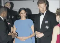  ??  ?? The Duke and Duchess of Sussex arrive for the state dinner at the Grand Pacific Hotel in Suva, in Fiji.