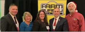  ?? SUBMITTED PHOTOS ?? From left, Oneida County Farm Bureau members Pat van Lieshout and Karen Lohr, Fulton County Farm Bureau Member Clarrisa Putnam, New York State Assembly member Robert Smullen and Oneida County Farm Bureau member Ben Simons at the New York Farm Bureau State Annual Meeting held Dec. 2-4in Binghamton.