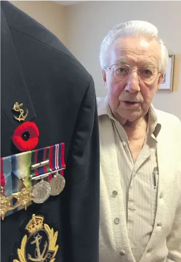  ?? JANE SIMS / POSTMEDIA NEWS ?? Second World War veteran Bob Hanson was banned for 180 days from London Ont.’s Royal Canadian Legion Branch 317 for handing out promotiona­l notices for music events at another local club. Hanson has had other run-ins with Legion management.