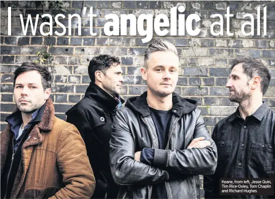  ??  ?? Keane, from left, Jesse Quin, Tim Rice-Oxley, Tom Chaplin and Richard Hughes