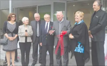  ?? ANN DAVIDSON ?? Another joyful ribbon-cutting ceremony in Knowlton last weekend when patrons, dignitarie­s, and supporters were in attendance to witness the grand opening of the newly finished reception hall at Théatre Lac-brome. Left to right: TBL Councillor Louise...