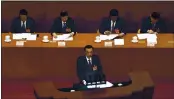  ?? ANDY WONG — THE ASSOCIATED PRESS ?? Chinese Premier Li Keqiang delivers a speech during the opening session of China’s National People’s Congress at the Great Hall of the People in Beijing of Friday.