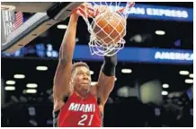  ?? ELSA/GETTY IMAGES ?? Heat center Hassan Whiteside played Wednesday against the Brooklyn Nets at the Barclays Center