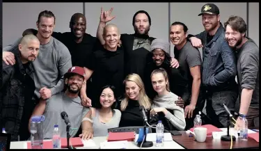  ??  ?? Table time: The core cast – minus Jared Leto and Scott Eastwood – reads through the script.