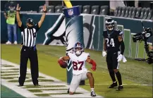  ?? CHRIS SZAGOLA – THE ASSOCIATED PRESS ?? Giants wide receiver Sterling Shepard celebrates after scoring a touchdown against Eagles cornerback Darius Slay, right, Oct. 22.