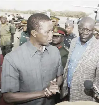  ??  ?? Recently President Lungu warned that he would part company with some me Government officials and contractor­s if his audit of developmen­tal
projects countrywid­e revealed that they were the ones hindering progress.