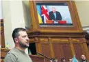  ?? ?? DISCURSO. Volodímir Zelenski, ante el Parlamento ucraniano, ayer.