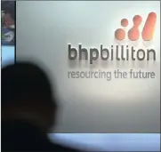 ?? PICTURE: SIMON DAWSON ?? A BHP Billiton logo sits on stage in London. The company boosted its spending on its onshore oil and gas division in the US as rising prices lure drillers to add rigs. It also boosted overall planned petroleum exploratio­n spending by 17 percent.