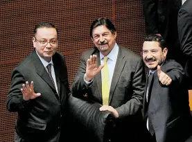  ?? /MAURICIO HUIZAR ?? Germán Martínez, Napoleón Gómez Urrutia y Martí Batres Guadarrama