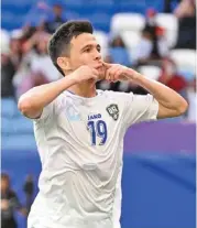  ?? ?? Abbosbek Fayzullaev scored the winner for Uzbekistan