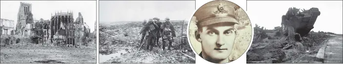  ?? PICTURES: DCMS/PA. ?? SCENE OF HORROR: The Battle of Passchenda­ele in 1917 was notorious for the conditions in which it was fought, with mud deep enough to drown in; among the victims was Lawrence Rowntree, inset, grandson of social reformer Joseph Rowntree.