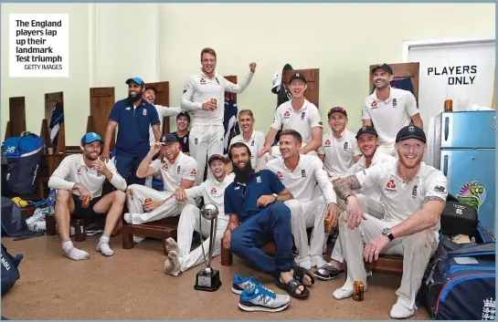  ?? GETTY IMAGES ?? The England players lap up their landmark Test triumph