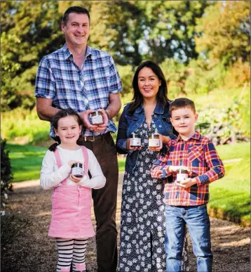  ??  ?? This is the Sinnott family, Wexford Home Preserves, in Tintern Abbey last year at the launch of their Organic Range.