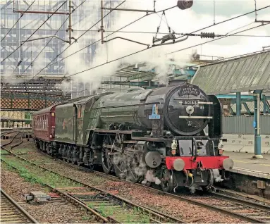  ?? BOB RANDALL ?? New-build Peppercorn A1 No. 60163 Tornado stands at Carlisle with the ‘Pennine Explorer' on May 22, 2021.