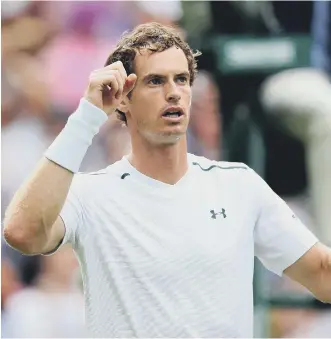  ??  ?? Andy Murray celebrates beating Alexander Bublik at Wimbledon.