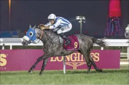  ?? ?? Rudy Nerbonne guides Fayq Al Shahania to victory at Qatar Racing & Equestrian Club’s Al Rayyan Racecourse on Thursday.
& Mares Plate contest for