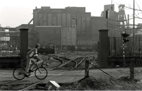  ?? FOTO LEO VAN DER KLEIJ ?? De kolenwasse­rij van Beringen gezien vanop de Stationsst­raat in 1994.