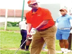  ??  ?? File photo: Late General John Shagaya, prepares for tee-off