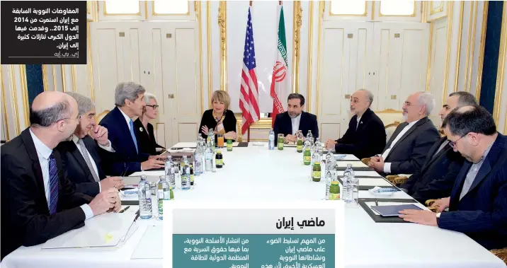  ??  ?? المفاوضات النووية السابقة مع إيران استمرت من 2014 إلى 2015.. وقدمت فيها الدول الكبرى تنازلات كثيرة إلى إيران.