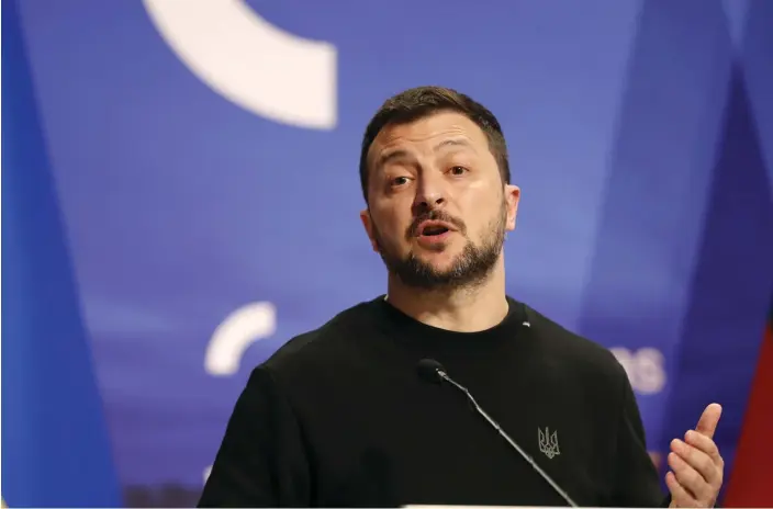  ?? ARKIVBILD: MINDAUGAS KULBIS ?? Ukrainas president Volodymyr Zelenskyj vid ett besök i Litauen i förra veckan.