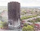  ??  ?? HORROR Grenfell Tower after the fire