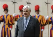  ?? DOMENICO STINELLIS — THE ASSOCIATED PRESS FILE ?? Former House Speaker Newt Gingrich waits at the Vatican for an audience with Pope Francis.