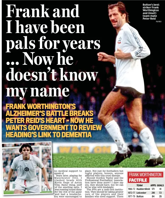  ?? PA/REX ?? Bolton’s best: striker Frank Worthingto­n and (inset) team-mate Peter Reid