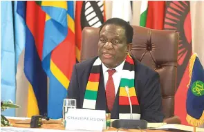  ?? . — Picture: Tawanda Mudimu ?? President Mnangagwa, who chairs the SADC Organ on Politics, Defence and Security Cooperatio­n, makes his presentati­on during the virtual Organ Summit of Heads of State and Government at State House in Harare on Friday