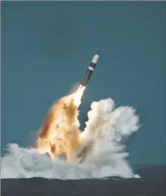  ?? FOTO: LOCKHEED MARTIN ?? Et Trident-atommissil prøveaffyr­es fra en af Vanguard-atomubåden­e.