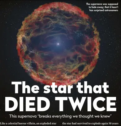  ??  ?? The supernova was supposed to fade away; that it hasn’t has surprised astronomer­s