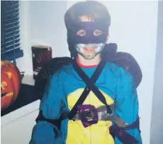  ??  ?? A seven-year-old Dan Mangan dressed up as Donatello from Teenage Mutant Ninja Turtles in 1990.