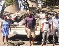  ?? ?? Suspects found in possession of 5 tonnes of copper cables in Mahatshula suburb in Bulawayo yesterday