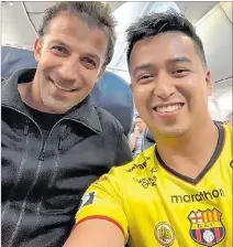  ?? CORTESÍA ?? Alessandro Del Piero viajó acompañado del hincha Luis Felipe Maridueña.