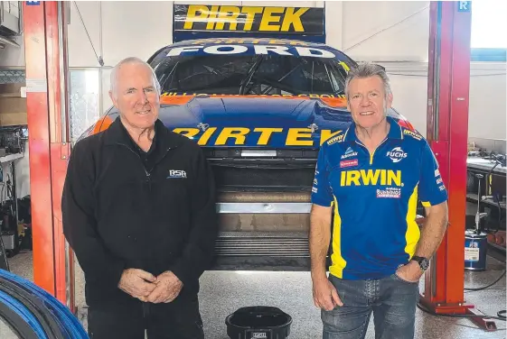  ?? Picture: SUPPLIED ?? Supercars Championsh­ip-winning owner Ross Stone (left) will open the doors of his Yatala workshop to Charlie Schwerkolt and his Team 18 squad.
