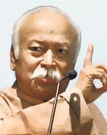  ??  ?? MOHANRAO BHAGWAT, current RSS chief, also talks about “Bharat” becoming teacher to the world.