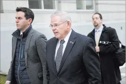  ?? Seth Wenig ?? U.S. Sen. Bob Menendez, D-N.J., leaves the federal courthouse Monday in Newark, N.J. The Associated Press