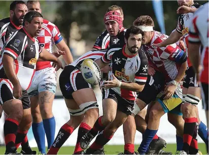  ??  ?? Action from Malta’s victory yesterday. Photo: Domenic Aquilina