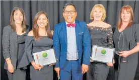  ?? Photo / Supplied ?? The Whanganui District Health Quality Awards are back with a new name. Lisa Kirkwood, Charlene Sagad, Ulyses Espiritu, Denise Ryan and Kyla France attended the most recent event in 2017.