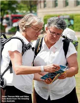  ??  ?? Sister Therese Mills and Sister Judy Bowe from The Amazing Race Australia.